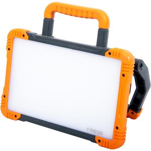 Friess Baustrahler 554102, LED, mit integriertem Akku, IP54 Spritzwasserschutz, dimmbar, 15 Watt, 1.500 Lumen