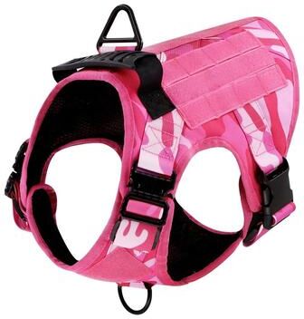 Uplift Essentials Professional Pink Tactical Dog Training Harness And Leash Set harness s