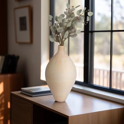 Sagebrook Home Glass Small Modern Textured Ribbed Vase - Ivory