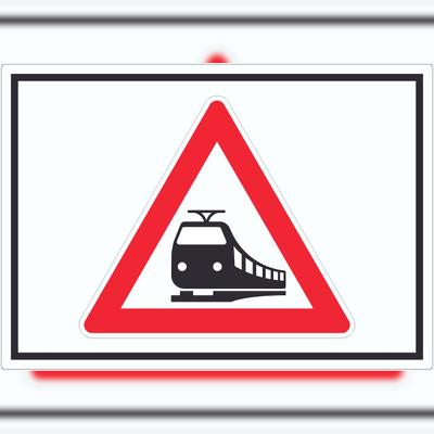 HB-Druck Aufkleber Achtung Bahnübergang Symbol A8 (52x74mm)