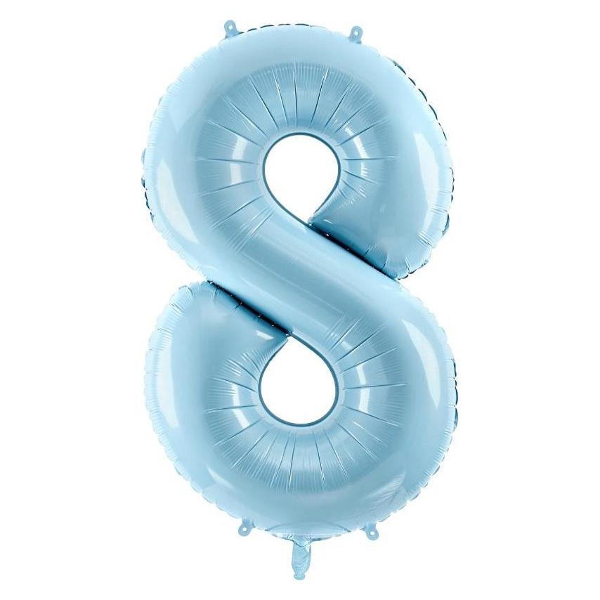 Partydeco Alu-Ball Ziffer "8" Hellblau (1x) (FB1P-8-001J)
