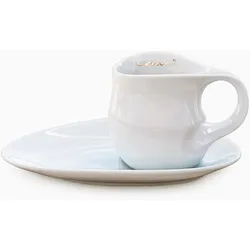 Luigi Colani Porzellan Kaffee Cappuccino Tasse mit Untertasse 2 tlg. weiß