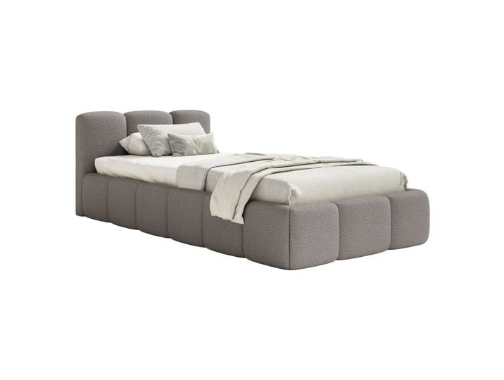 Lit rembourré 90x200, bouclé gris