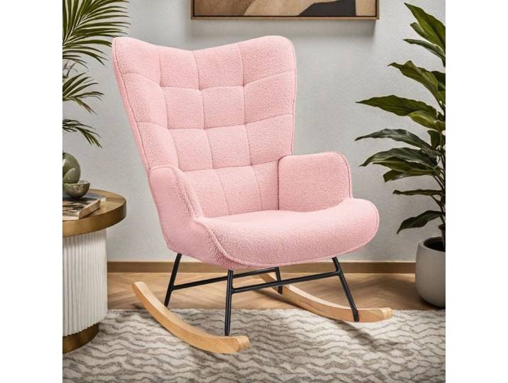 Fauteuil à Bascule - RWUDV - Rose - Teddy Fleece - 1 Place - Design Contemporain