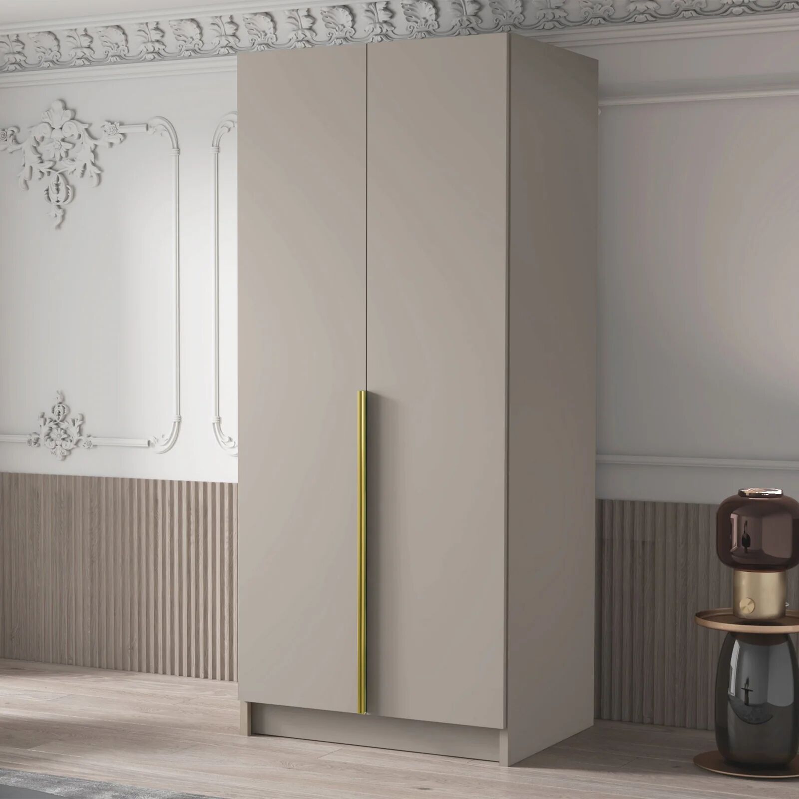 garneroarredamenti Armadio 100x215h cm 2 ante moderno beige oro Glammy 2