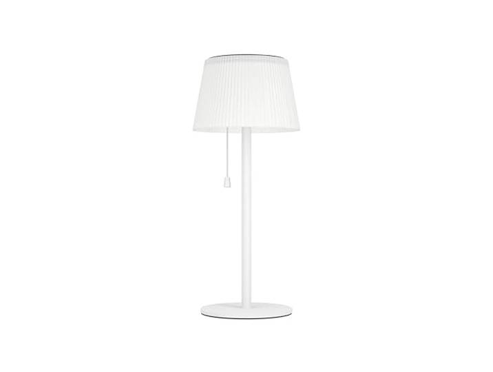 EGLO Solar Tischleuchte Scordiano, Outdoor Akku Tischlampe mit Zugschalter kabellose Solarlampe für außen, Stahl und Kunststoff in Weiß, warmweiß - kaltweiß, IP44