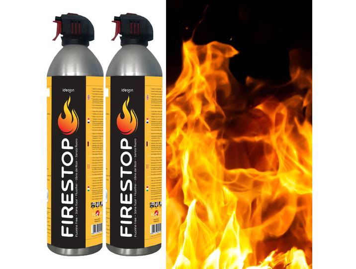 2er-Set Feuerlöschspray Firestop, Brandklasse A/F, Fluorfrei, 600ml