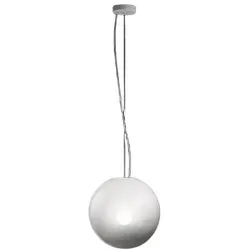 MOON SP1 D30 Pendelleuchte aus opalweißem Metall, modernes Design mit höhenverstellbarem Diffusor aus mundgeblasenem Glas - Perenz