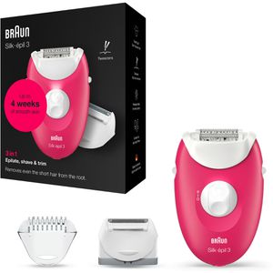 Braun Epilierer Silk-epil 3, 3-276, mit 2 Aufsätzen, himbeere