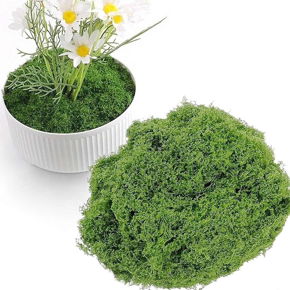 Lichtgroen kunstmos voor decoratie en modelbouw, 200 g