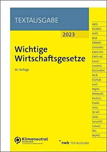 Wichtige Wirtschaftsgesetze (NWB Textausgabe) - Preis vom 12.10.2026 11:37:12 h