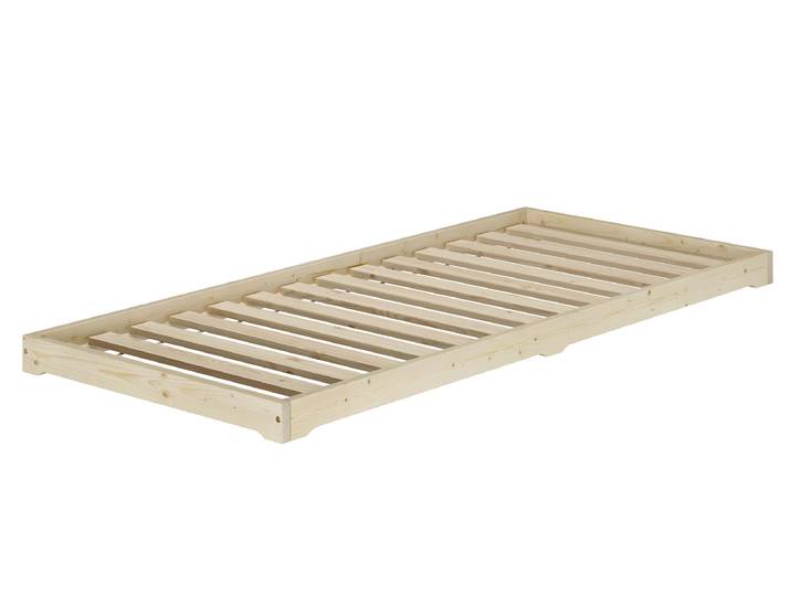 Extra Flaches Einzelbett Unbehandeltes Holz Loft 90 x 200 cm Fichte
