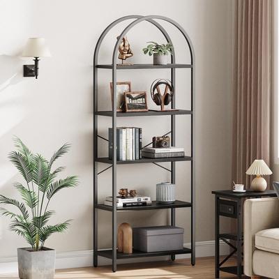 Garvee Bookshelf 5 Tier Bookcase Arched Display Racks Tall Standing Bookshelves