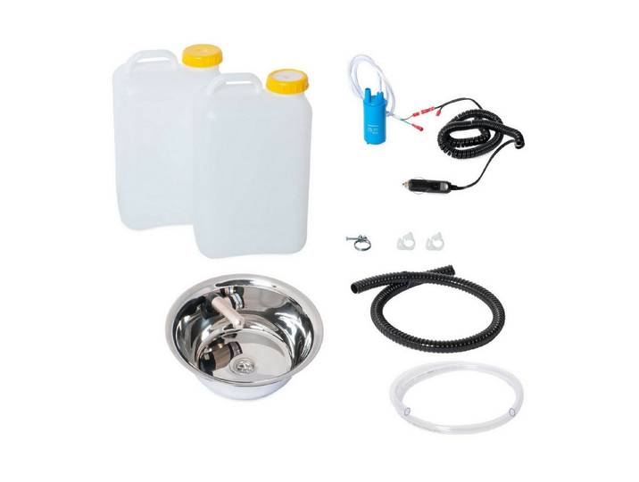 ad-ideen Waschbecken 12V Camping Bausatz Spüle 32cm 19L Womo Caravan VW
