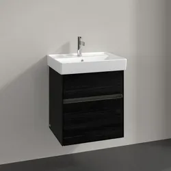 Villeroy und Boch Collaro Waschtischunterschrank C007B0AB 51x54,6x41,4cm, Waschbecken mittig, LED-Beleuchtung, black oak