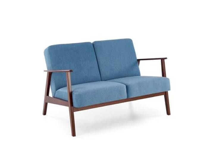 KRESTON Polstersofa ASENTO 2 Sitzer Stoffsofa Couch Loungesofa Holz Minimalistisch Mitte des Jahrhunderts Modern blau hell