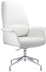 LeisureMod Summit Series Leather Office Chair - Aluminum Frame Swivel Desk Chair - Sponge Cushion Adjustable Height Computer Seat