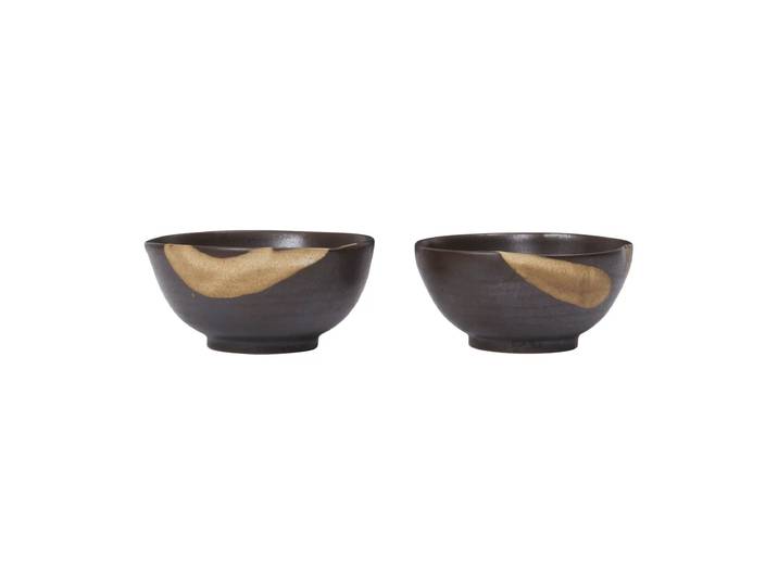 Ferm Living Bol Koyo lot de 2 Dark brown-buff, Ø8,5x4,5 cm