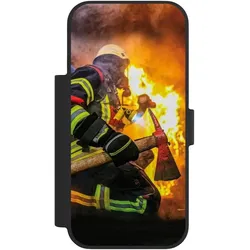 Nivocase Klapphülle für Apple iPhone 18 Pro Handyhülle aus Kunst Leder NIVOflip schwarz Feuer Feuerwehr (Apple iPhone 18 Pro), Smartphone Hülle, Schwarz