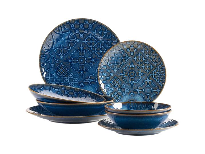 MÄSER Geschirr-Set Trad. Tiles Blau Steinzeug 8 Stk