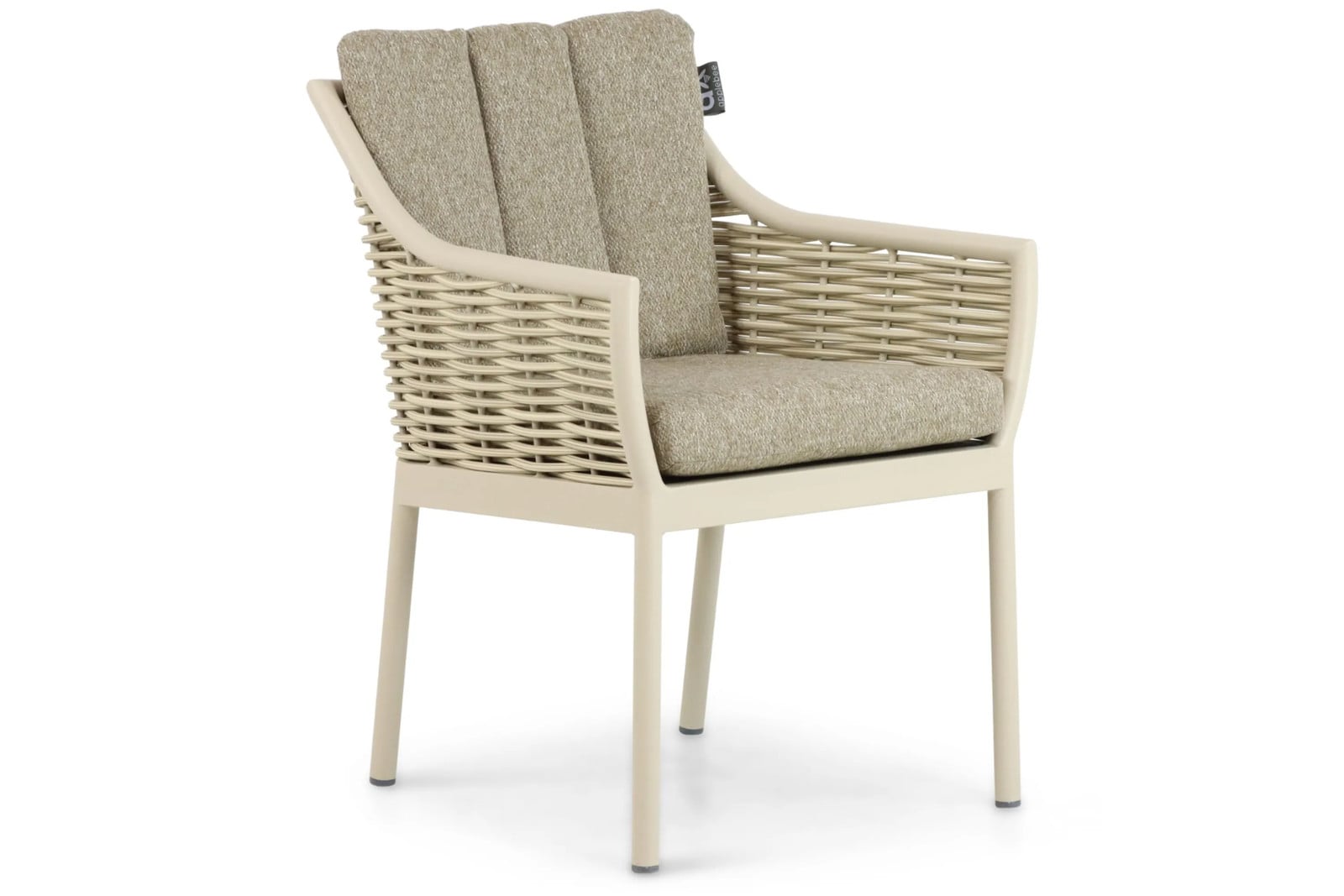 Apple Bee Milou dining tuinstoel met beige kussens en armleuningen