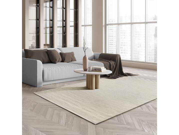 Teppich THE CARPET Boho Nature Wool , beige (creme), B:200cm L:290cm, Wolle, Teppiche, Teppich, Natur Wool Handgewebter Wollteppich skandinavischen Boho-Look