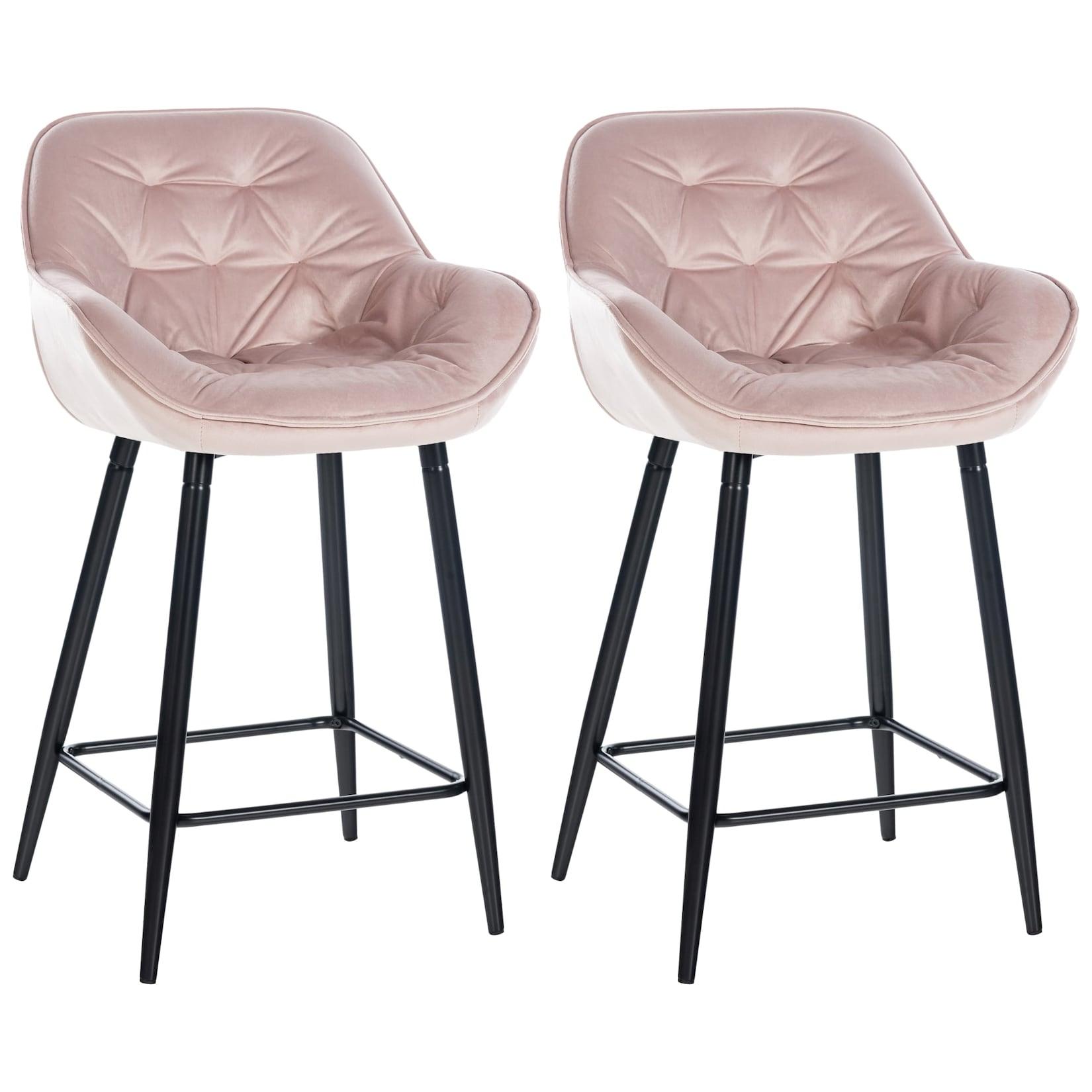 CLP 2er Set Barhocker Gibson Samt Farbe: pink, Material: Samt