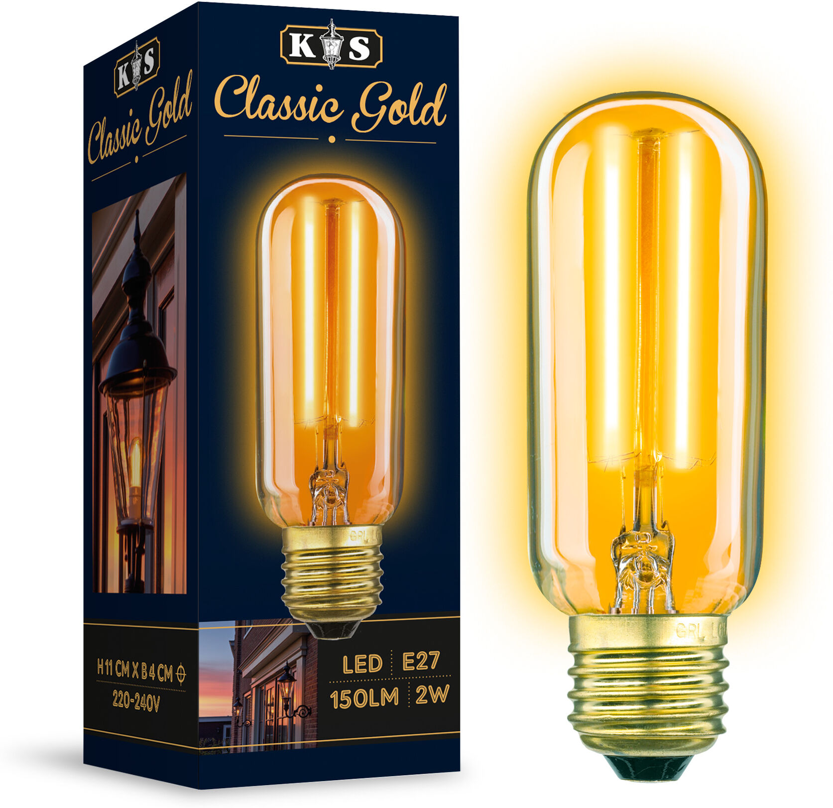 KS Verlichting Classic Gold LED 2W Tube
