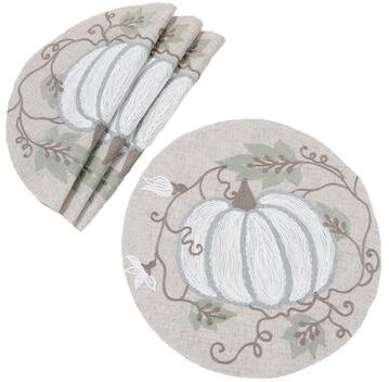 Manor Luxe "Harvest Pumpkins And Vines Fall Placemats 14""x20"", Set of 4"