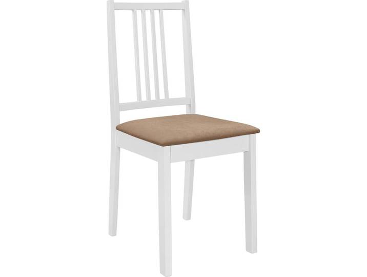 vidaXL Esszimmerstühle mit Polstern 2 Stk. Weiß Massivholz