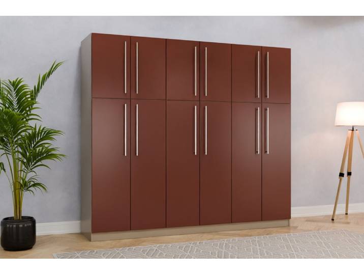 Büroschrank nach Maß - RAL 8012 Rotbraun - 195x220x52cm - Individuell konfigurieren