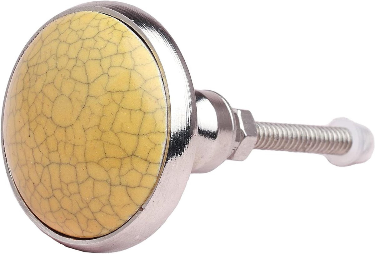 Keramische Deurknoppen Geel - Vintage Shabby Chic Lade Trekgrepen - 38mm Diameter