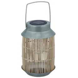 Relaxdays Solarlampe Rattan & Metall Hellbraun,Silber