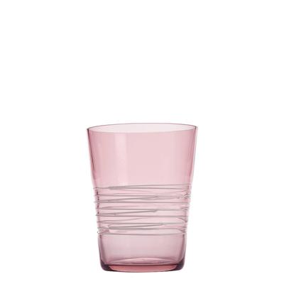 Zafferano Set aus 6 amethystfarbenen Glasbechern mit handgezeichneten weißen Drahtverzierungen, elegantes und langlebiges Design für moderne Tische