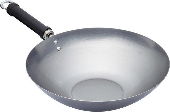Zwarte Wokpan van Carbonstaal en Aluminium, 30 cm