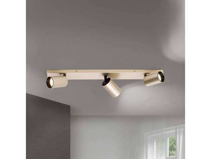 ORION Strahler Sean, 3-flg., goldfarben, Metall, schwenkbar dimmbar, messing / gold, für Wohn- / Esszimmer, Metall, Modern, Strahler