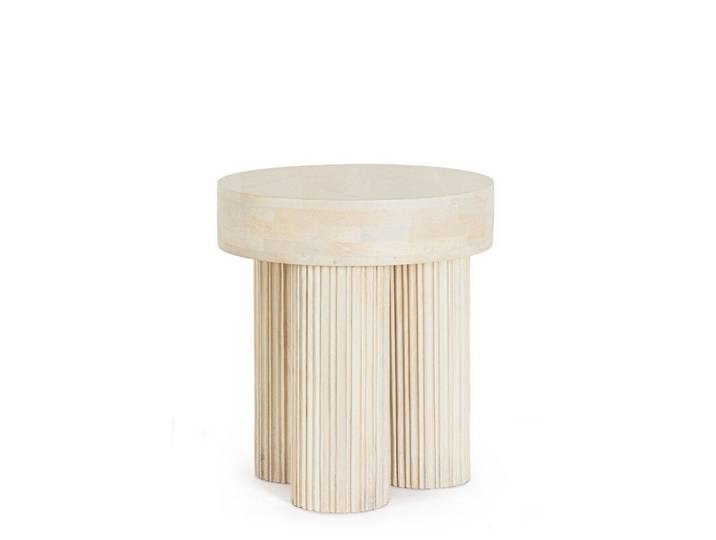 Feeling4Home Couchtisch Dacca aus Mangoholz Ø 45cm, Creme