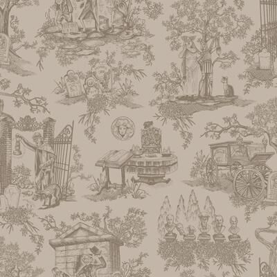 RoomMates Disney Haunted Mansion Toile Taupe Peel and Stick Wallpaper