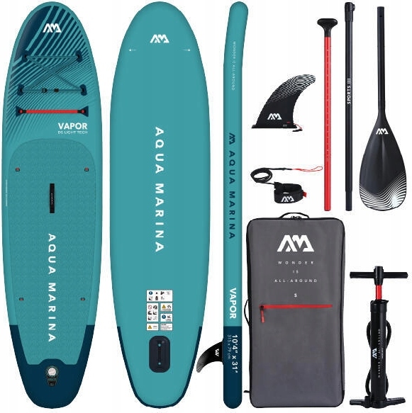 SUP-Board Vapor 10'4 BT-23VAP mit doppelten Gurten und Zubehör Aqua Marina