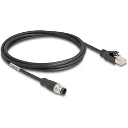 DeLOCK M12 Kabel D-kodiert 4 Pin Stecker zu RJ45 Stecker PVC 2 m