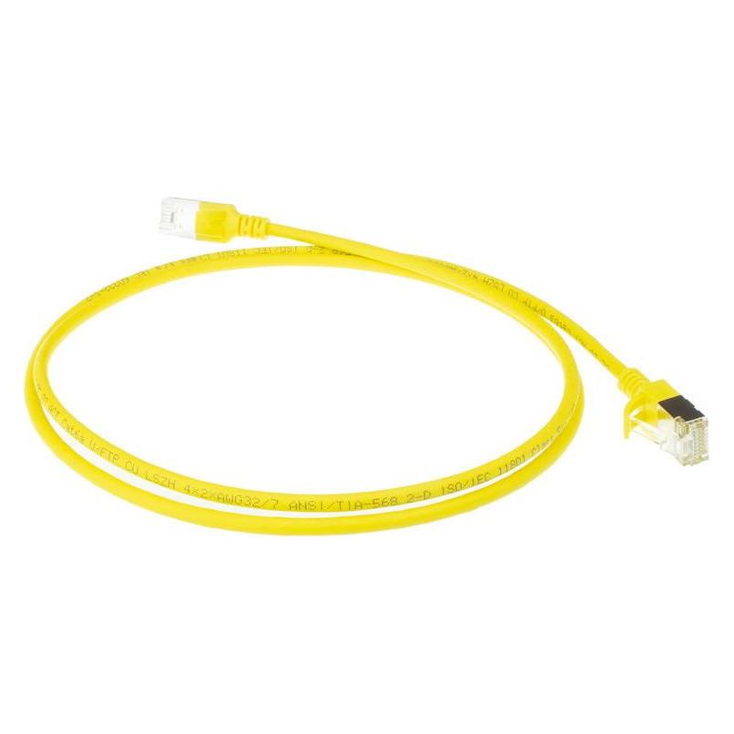 ACT Yellow 7 meter LSZH U/FTP CAT6A datacenter slimline patch cable snagless with RJ45 connectors (U/FTP, CAT6a, 7 m) (DC7807)