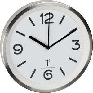 TFA Wanduhr 60.3535.02 LED, Kunststoff, beleuchtet, Funkuhr, Ø 25,3 cm, silber
