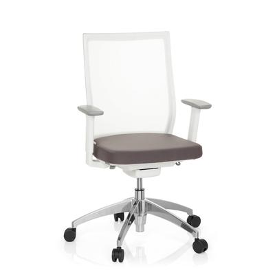 Bürostuhl / Drehstuhl ASPEN WHITE Netzstoff transparent / Sitz Stoff grau hjh OFFICE