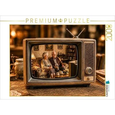 CALVENDO Puzzle Fernsehabend wie früher | 2000 Teile Lege-Größe 90x67cm Foto-Puzzle für glückliche Stunden