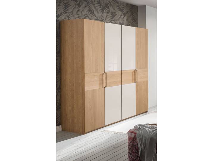 Kleiderschrank WIEMANN Kiruna , braun (eiche teilmassiv, champagnerglas), B:197,3cm H:197cm T:58cm, Floatglas, Holz teilmassiv, Schränke, Kleiderschrank, mit Champagnerglas