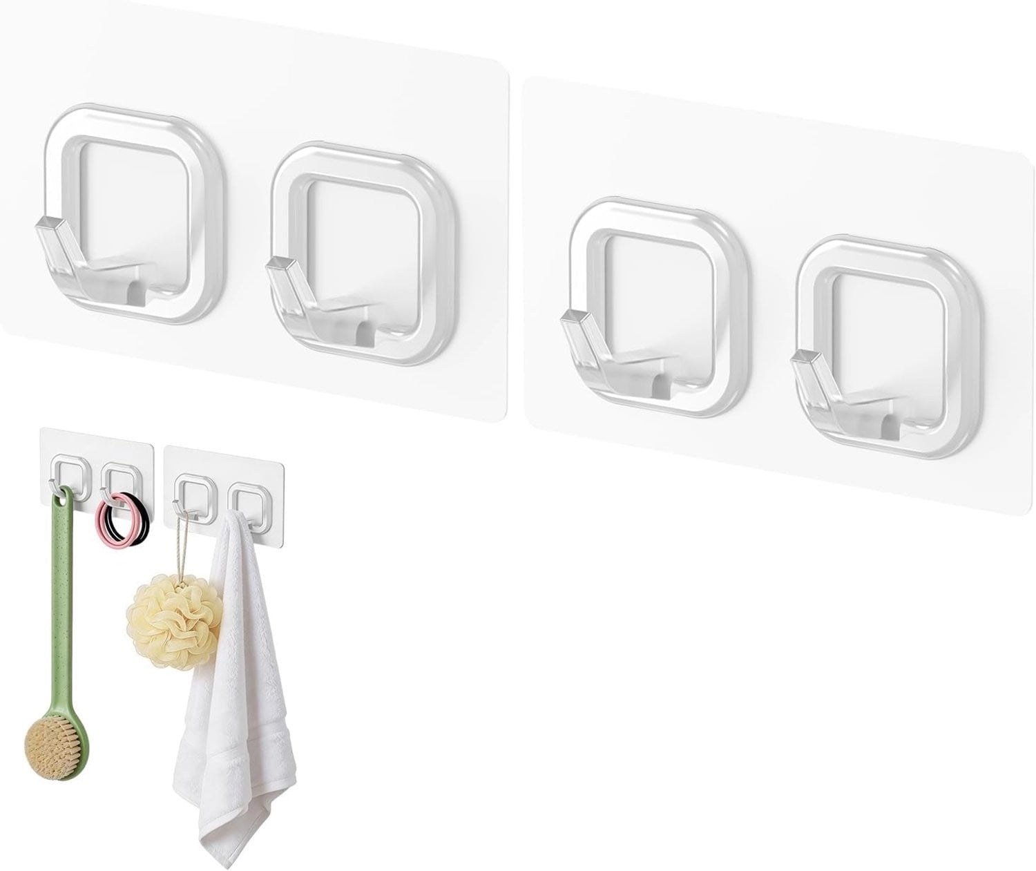 2 stuks Zelfklevende Haken Transparant - Multifunctionele Wandhaakjes voor Keuken en Badkamer