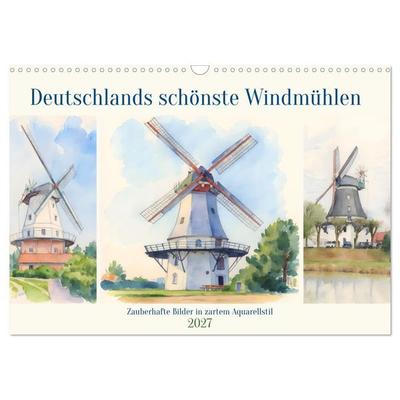 Deutschlands schönste Windmühlen (Wandkalender 2027 DIN A3 quer), CALVENDO Monatskalender