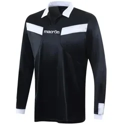 Macron, Herren, Sportshirt, Trikot für Schiedsrichter mit langen Ärmeln (M), Weiss, Schwarz