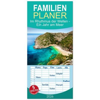 Familienplaner 2026 - Im Rhythmus der Wellen - Ein Jahr am Meer mit 5 Spalten (Wandkalender, 21 x 45 cm) CALVENDO