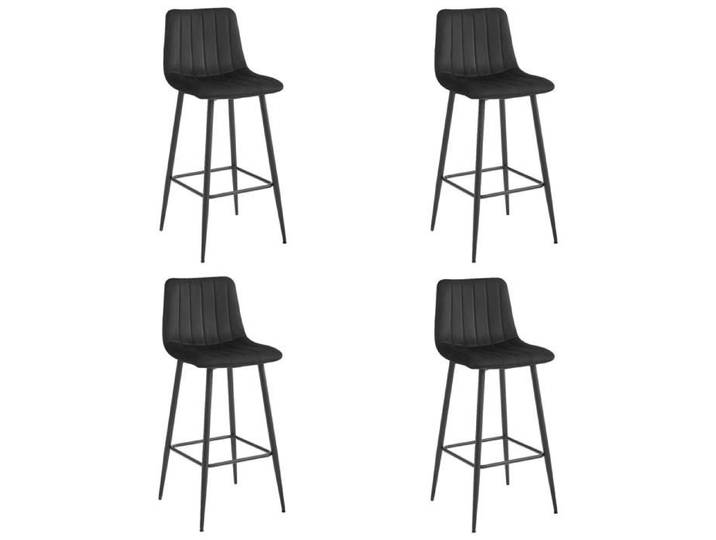MADAME MEUBLE Lot de 4 Tabourets de Bar POZZA Design Ergonomique Velours NOIR